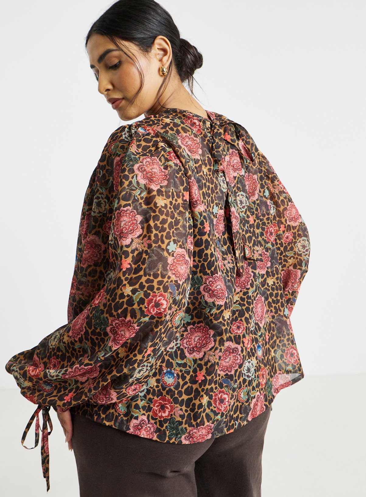 SIMPLY BE Leopard High Neck Blouse 10 - Image 2 thumbnail